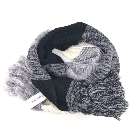 Calvin Klein Marled Color Block Tassel Scarf - Picture 2 of 6